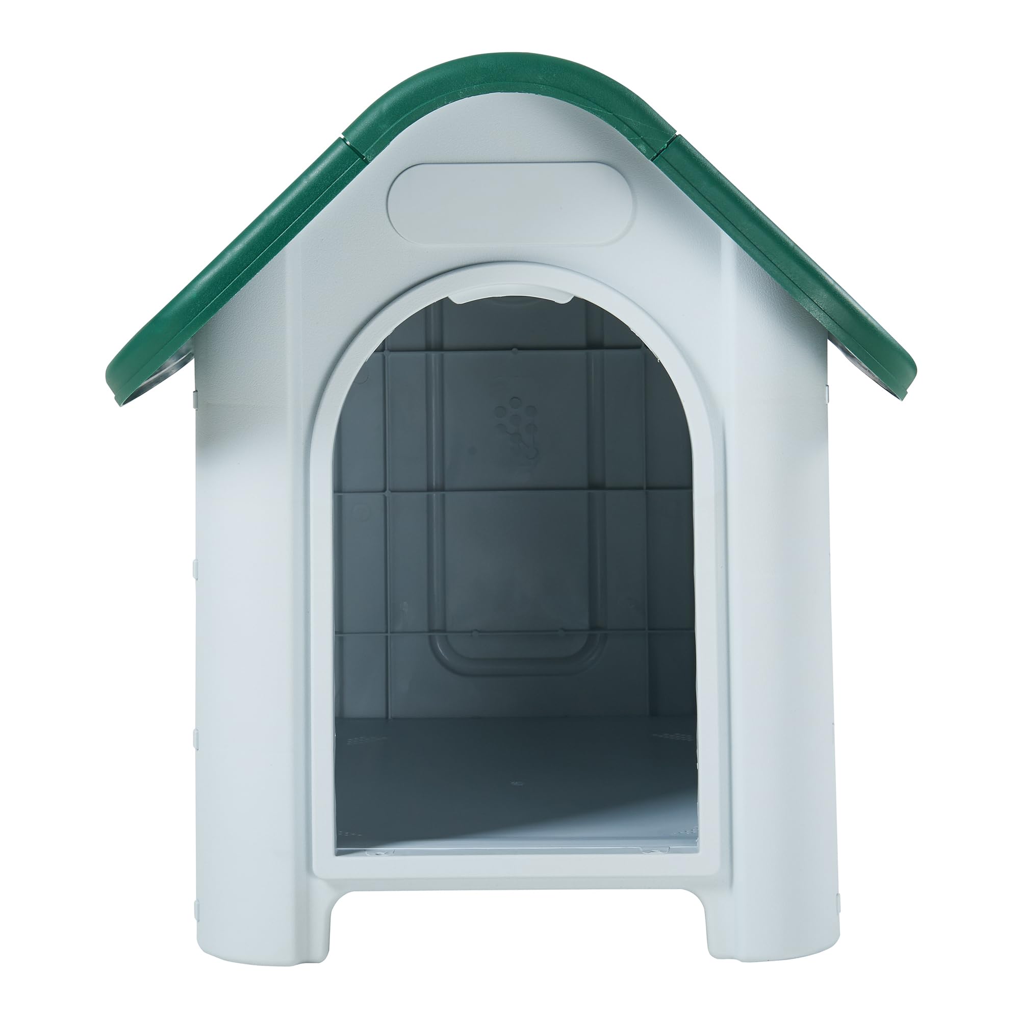 [en.casa] Cuccia per Cani di Piccola Taglia in Plastica Casetta da Interno e Esterno con Prese d'Aria e Pavimento Rialzato 75 x 59 x 66 cm - Bianco/Verde