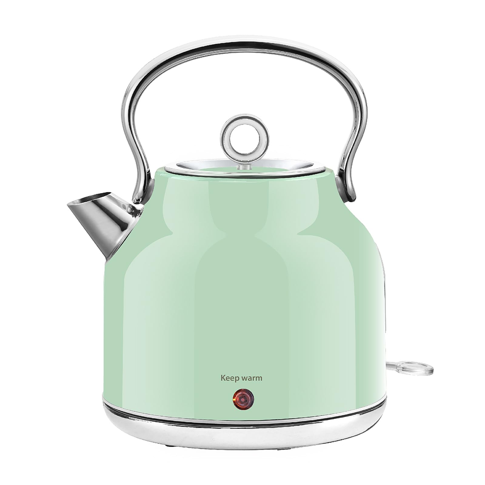 Huogary Wasserkocher - 1,7 L Edelstahl Wasserkocher mit Warmfunktion, 2000W Schnellkocher mit LED-Anzeige, Auto-Shut-off & Boil-Trocken-Schutz Kabelloses Design, Rotationsbasis (Green)