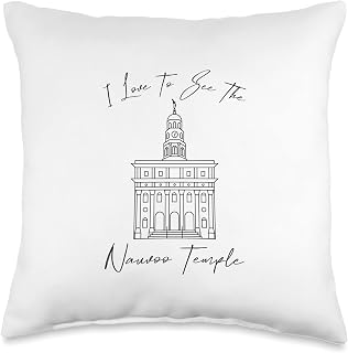 Nauvoo IL Temple, I love to see my temple, calligraphy Throw Pillow