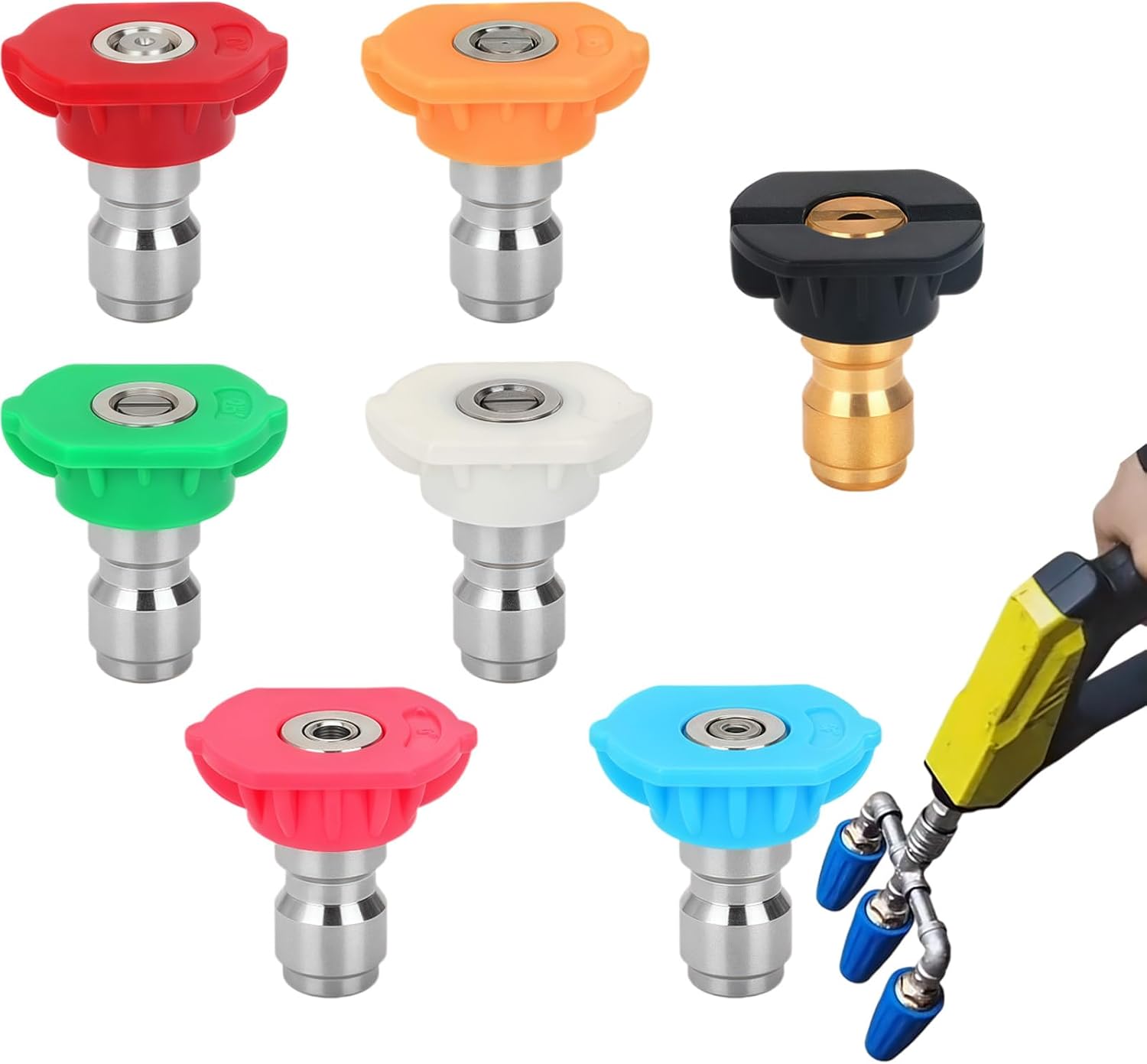 Triple Turbo Nozzle High-Pressure Washer Nozzle, Dual/Triple/Quad Head Pressure Washer Nozzle, 4-6 Gpm, 4000 Psi Max, 1/4" Quick Connector (Quad)