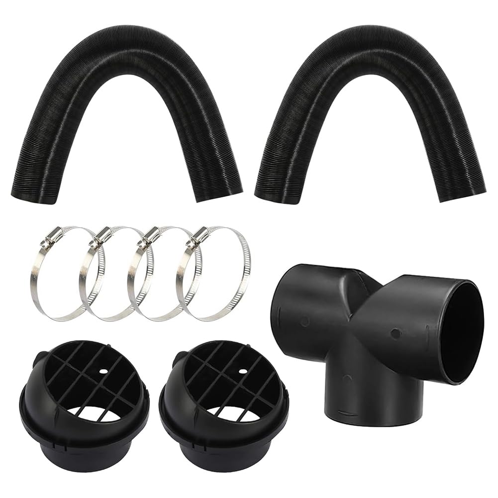 Jnchdghwa As Shown For Parking Heater Accessories 75Mm Exhaust Pipe Ducting Kit With T Piece, Clamps& Vent Covers