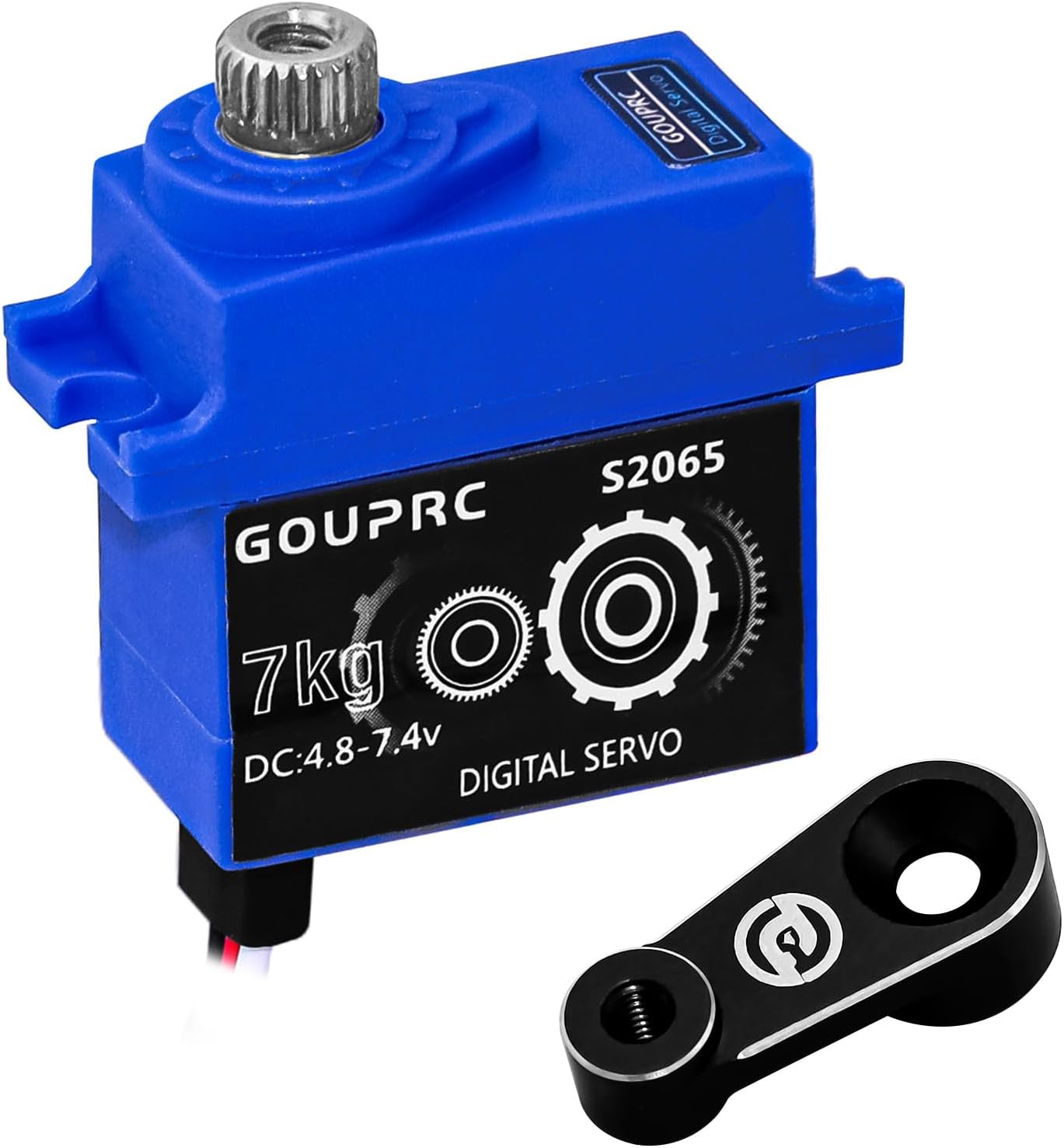 GOUPRC 7KG RC Digital Micro Servo Metal Gear Servo with Servo Hron for TRX4 TRX6 SCX10 III 1/10 RC Crawler Car Upgrade Parts (Black 1 PC)