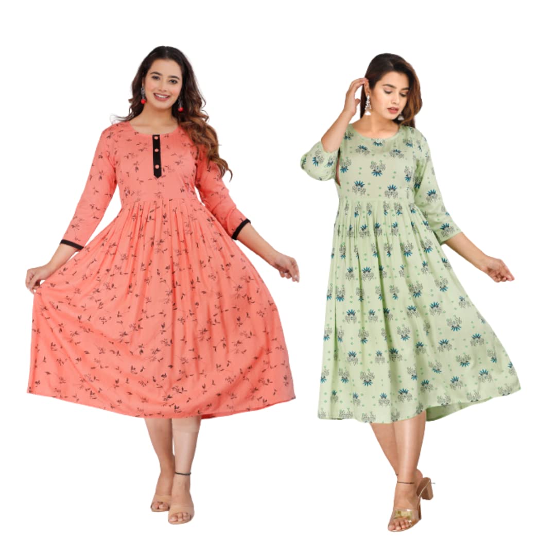 NEOCLASSY Combo of 2 Feeding Kurti | Kurtis | 3/4th Sleeves Kurti | Rayon Kurti | Maternity wear | Women Kurti