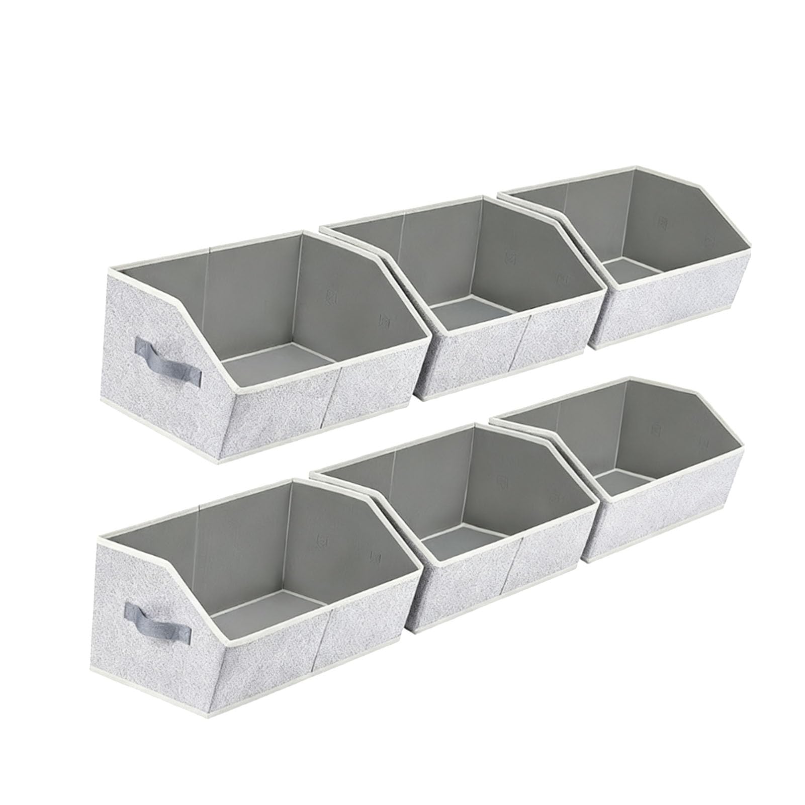 Bewinner 6 Cubos Organizadores de Armario con Asas, Cestas de Estante Grandes Trapezoidales de Tela, Cubos de Almacenamiento Plegables, Caja de Contenedores de Ropa para Armario Dormitorio (GRAY)