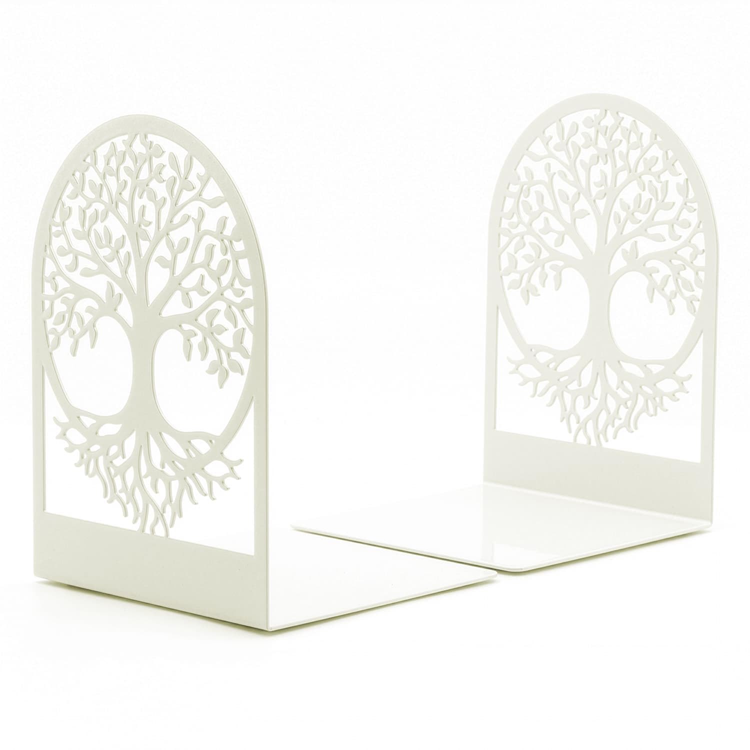 CKB LTD Set of 2 White Tree of Life Bookends, Quirky Flat Book Ends