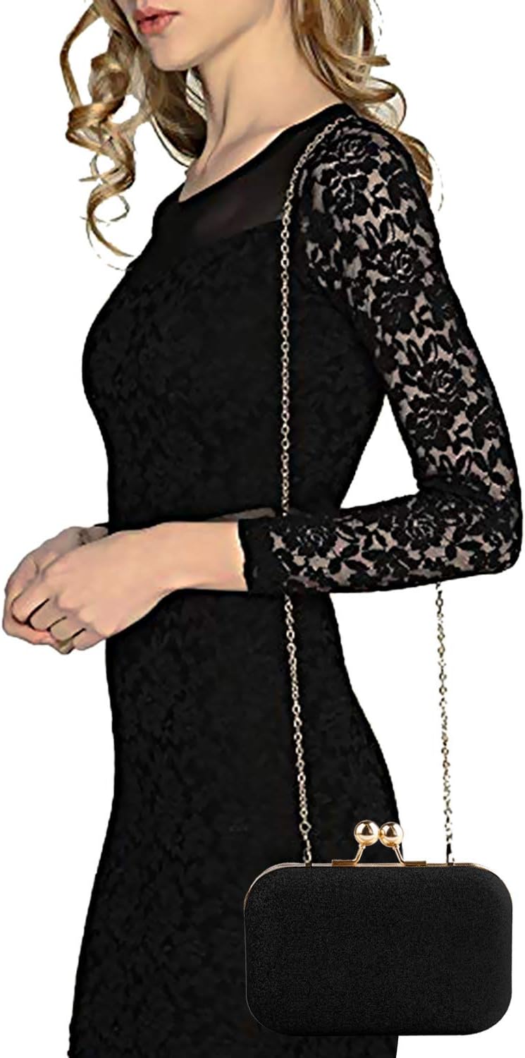 Wafly Ladies Clutch Glitter Bag Evening Bag, Black, 15.5x10x5.5cm Defect - Picture 4 of 5