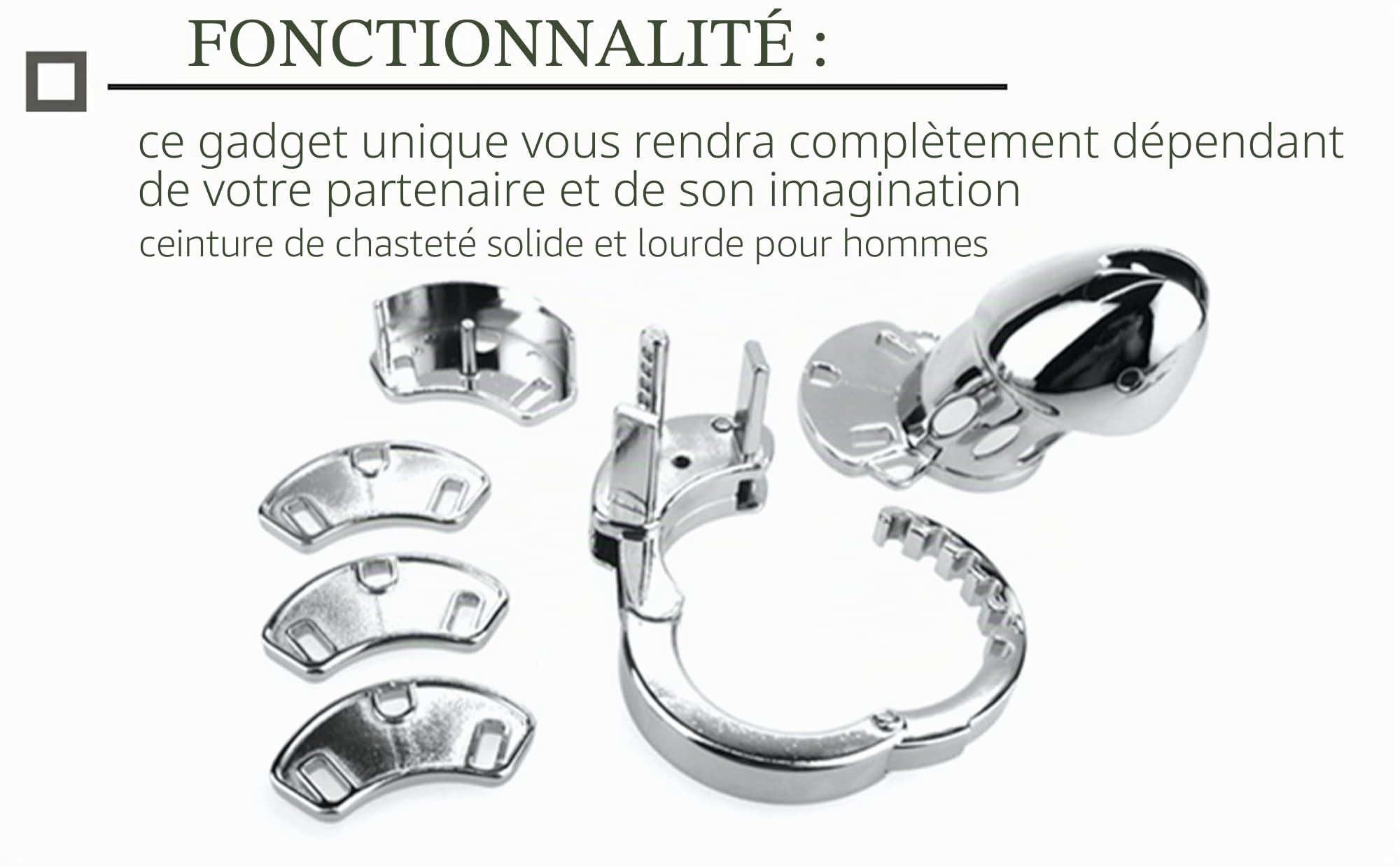 Cage de Chasteté Pénis 8cm ⌀3.1cm Métal Argent avec Cadenas Cages de Chasteté Discrètes et Confortables Sex Toy bondage Sextoys Homme Anneau Réglable Chastity Cage bdsm chasteté pour pénis FOPS N25-2