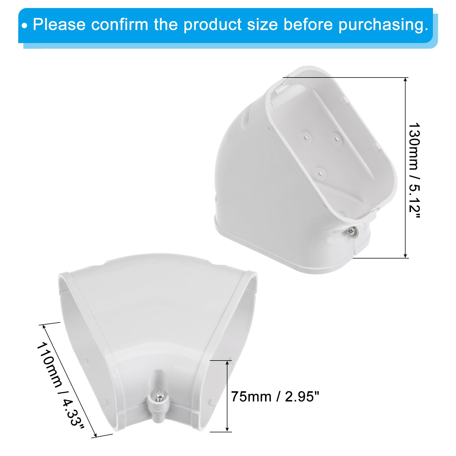 PATIKIL 2pz PVC Decorativo Linea Copertura 4" 45°Gomito Tubi Parti Bianco