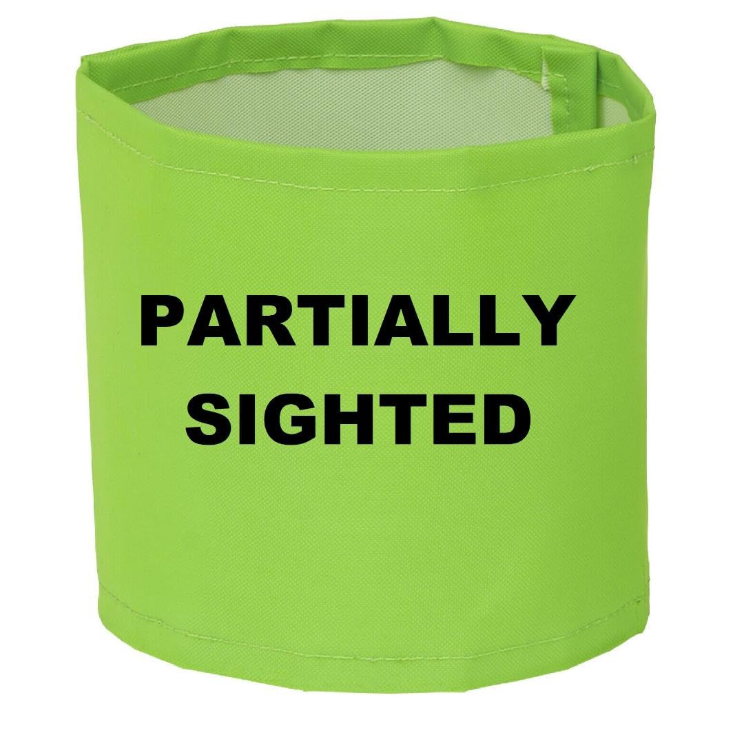 Printed PARTIALLY SIGHTED Armband 18" x 4" 6 x Colours Available (Lime Green)