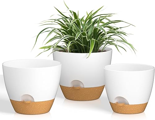 Miniatura 7 de ZMTECH Macetas de riego automático de 91012 pulgadas con borde de riego, macetas con agujeros de drenaje y platillo extraíble, macetas de plástico