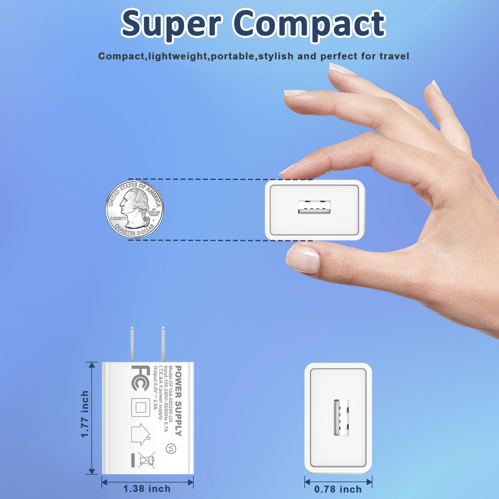 Chargeur mural USB 5 V 2 A AC Adaptateur bloc d'alimentation
