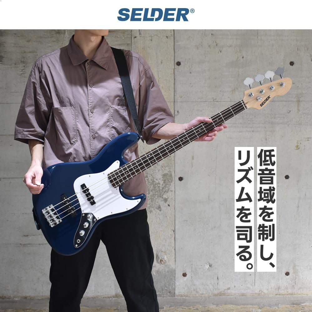 SELDER セルダー ベース ジャズベースタイプ JB-30/ブラックW SELDER エレキベース PB-30/JB-30 単品〔ソフトケース付属