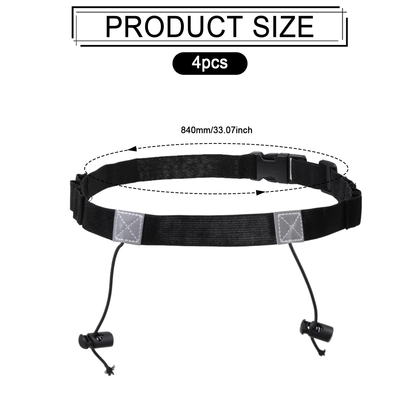 CHGCRAFT 4 pcs Triathlon Running Belt Number Belt Adjustable Polyester Stay Belt Running Bib Holder for Marathons and Racing, Black, 33.07x 5.71x 0.45inch