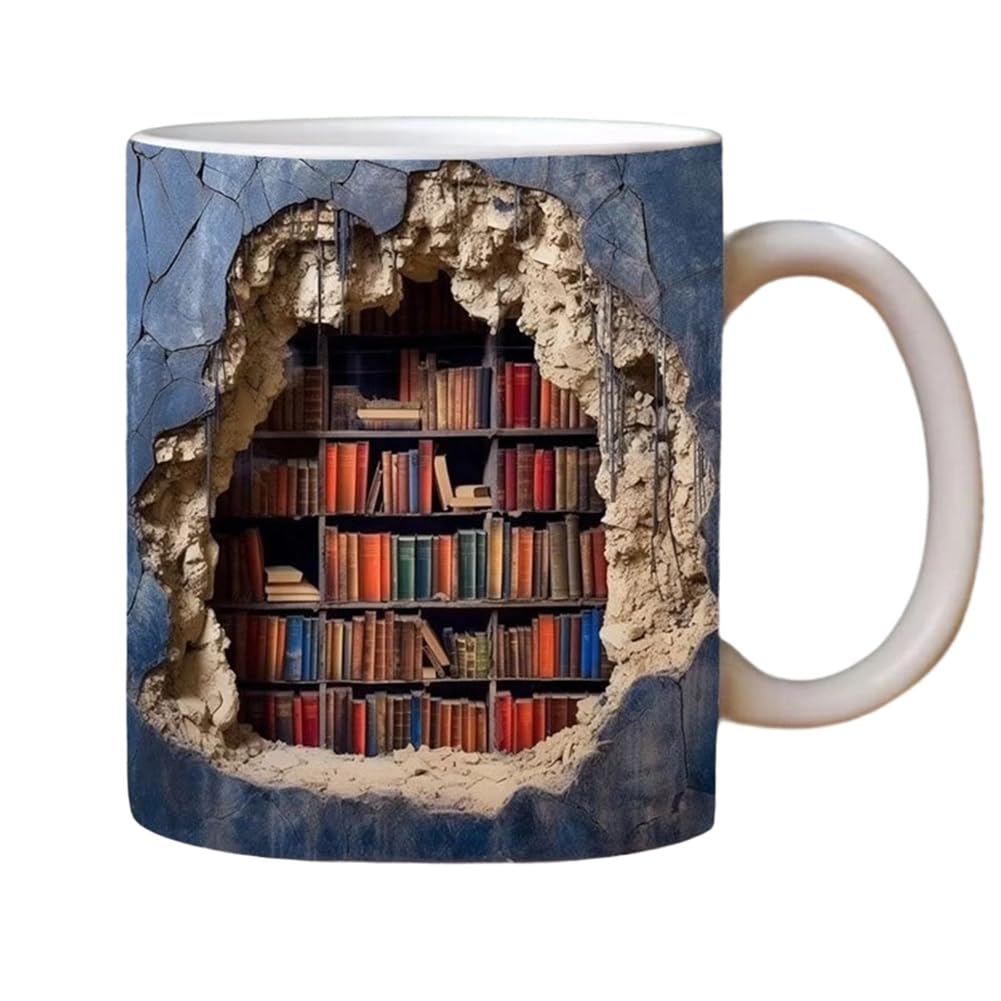 CTRLZS 3D Bookshelf Mug A Library Shelf Cup, Design Multi-Purpose Ceramic Mug, Mug,A Easy to Use