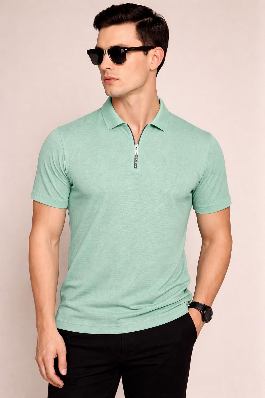 Preneum Men’s Polo T‑Shirt | Comfortable Rich Polycotton, Band Collar, Regular Fit | Stylish & Premium All Day Wear (Available in Plus Sizes)
