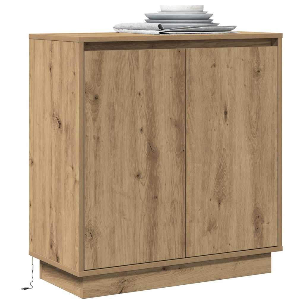 Deskorolka LED biała z materiału drewnopochodnego x 34,5 x z paskami LED RGB, zasilana przez USB, nowoczesna przestrzeń do przechowywania do salonu i jadalni, eleganckie wzornictwo z drzwiami i
