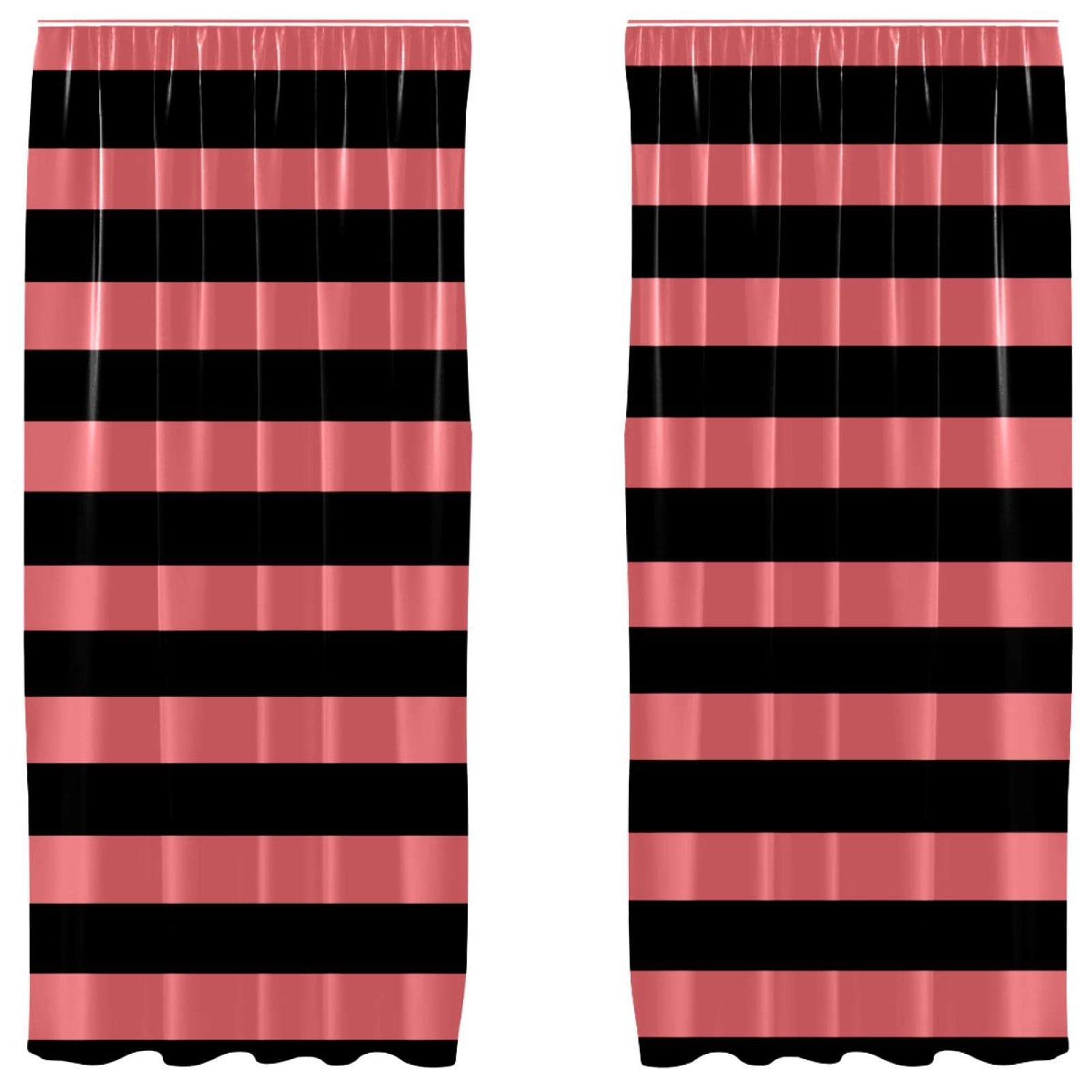 Cortinas opacas de microfibra para aislar la luz y decorar con rayas en rosa y negro