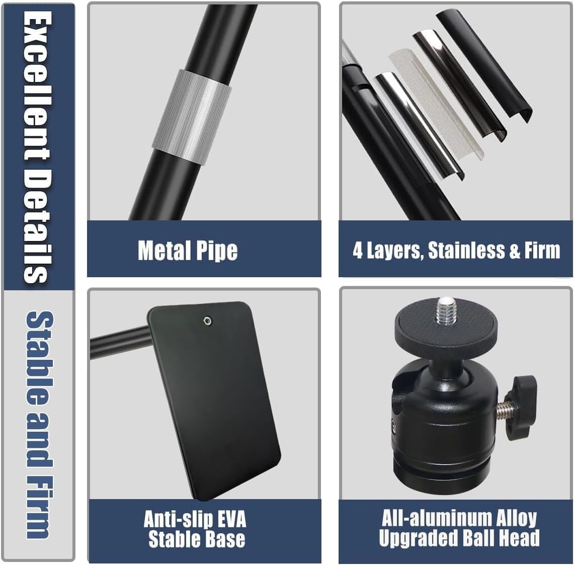 2-Be-Best Projector Stand - Compatible with Nebula, XGIMI, Halo & More - Adjustable Height 36-63in / 92-162cm - Black Floor Stand