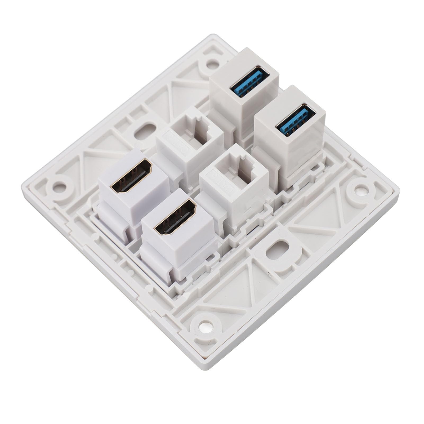 VBESTLIFE Placa de Pared HDMI RJ45, Placa de Pared con Salida USB HDMI de 6 Puertos, 2 Conectores HDMI, 2 Ethernet Cat6 RJ45 y 2 Conectores USB 3.0, para Placa Frontal, Color