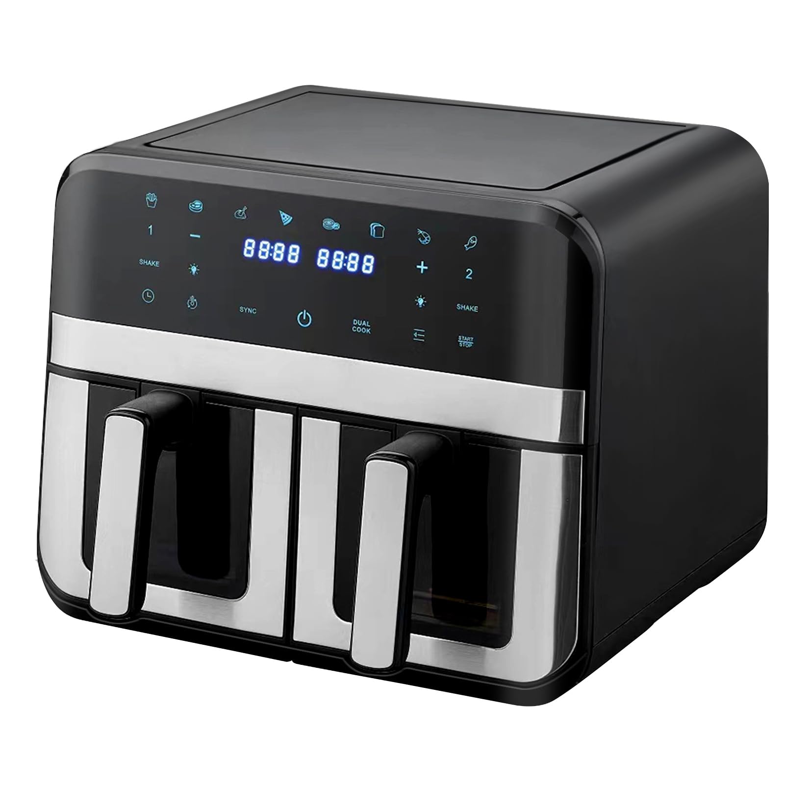 Fiauli MAX dual zone air fryer with viewing window, 9L capacity fryer, 2 drawers, multi-in-1 cooking settings, touch screen, smart timer function,