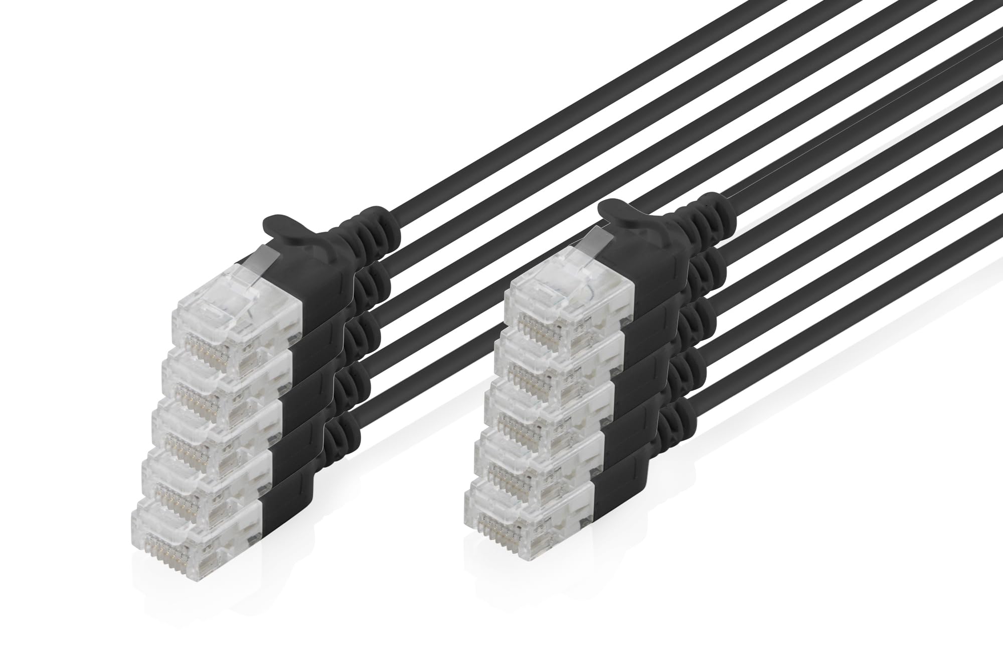 DIGITUS Cable LAN Cat 6 – 1 m – 10 unidades – Delgado – U/UTP – Negro | 1 Gbit/s – Sin blindaje – PoE+ – AWG 32/7 – LSZH – Cable de red RJ45 – Compatible con Cat 6A y Cat 7