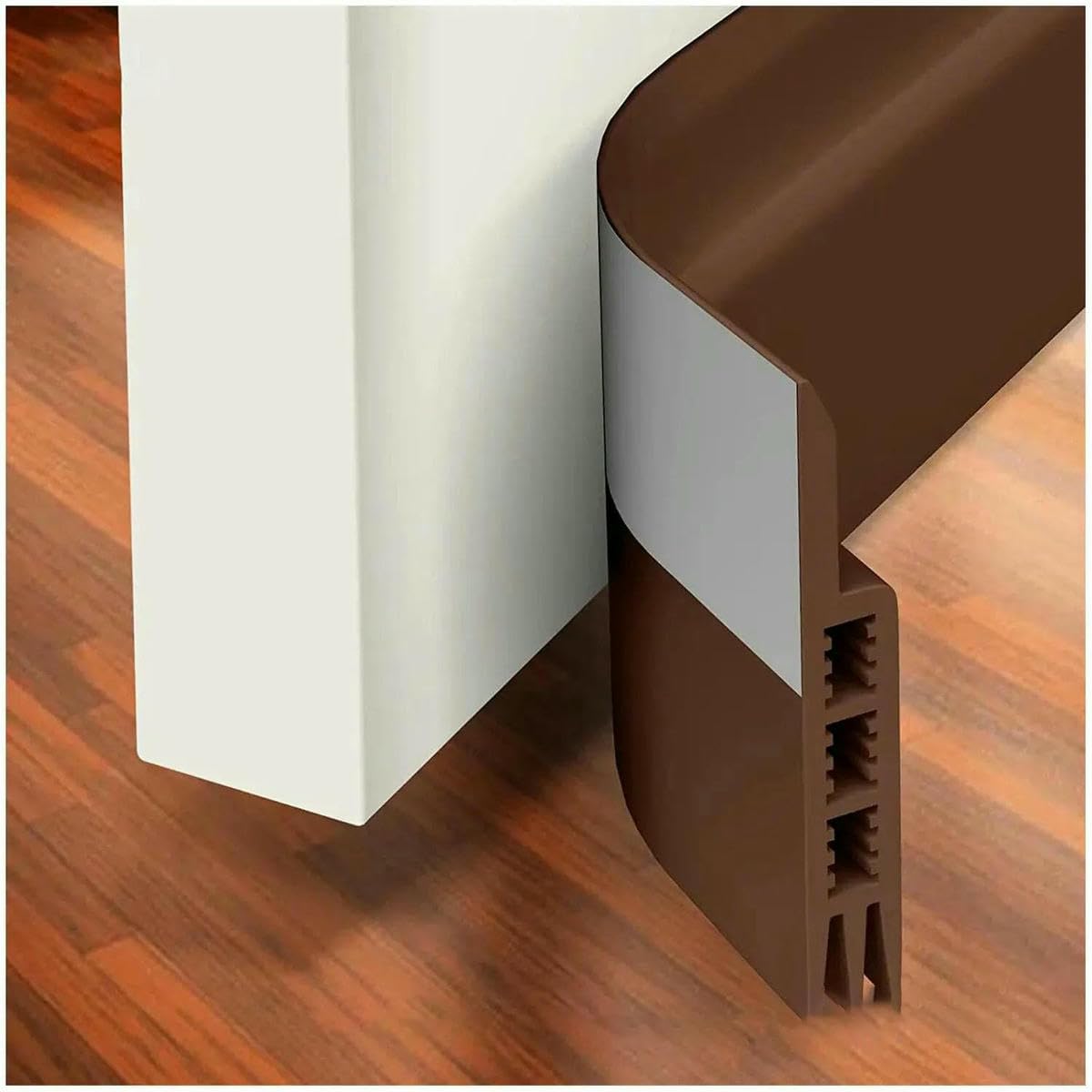 1Pc 1 Meter Door Bottom Sealing Strip Self-Adhesive Aoors and,Sound Insulation, Windproof, Porous Sealing Strip-Brown 5pcs