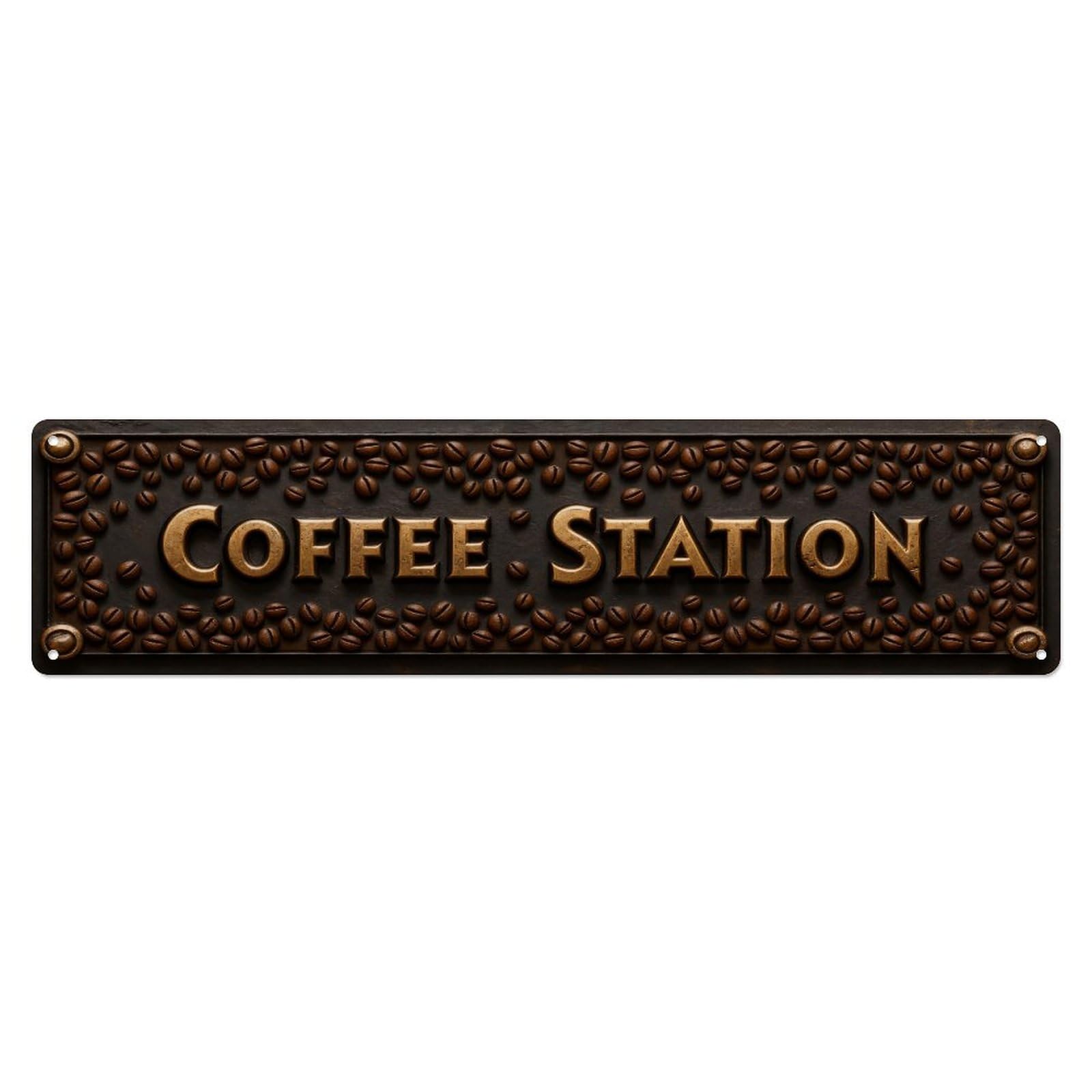 Coffee Beans Background Pattern Metal Tin Sign Plaque