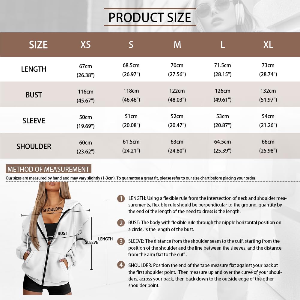 Biyejit Sudadera con capucha y bolsillo con cremallera, chaquetas holgadas de manga larga para invierno y otoño, tallas XS-4XL