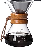 Vista 1 de Pour Over Coffee Maker with Reusable Stainless Steel Drip Filter, Lead-Free Borosilicate Glass Coffee Carafe with Modern Wooden Collar for 1-2Cup