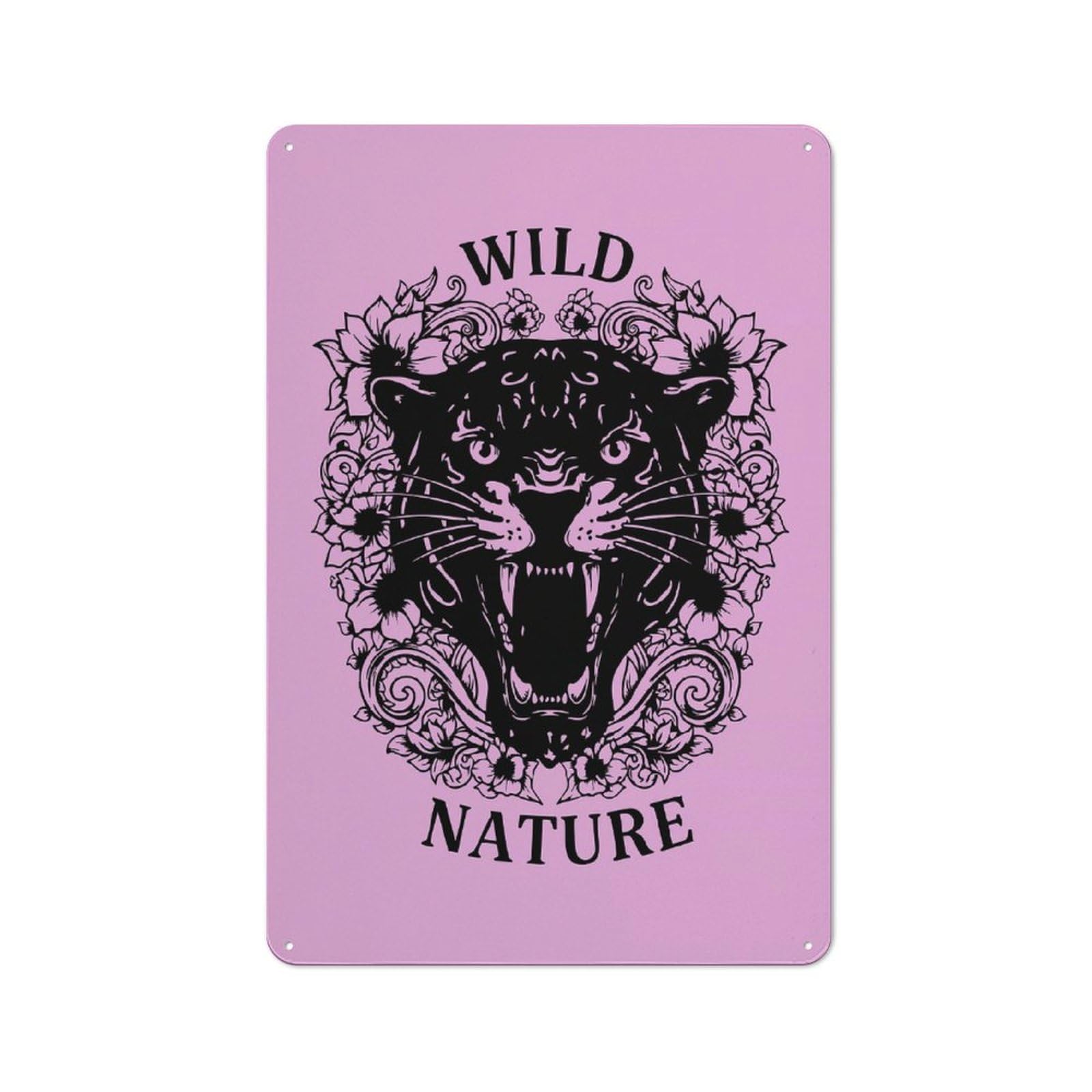 Junmoney Style-18 Cottage Style Wild Nature Black Panther Illustration Country Metal Sign 30X20cm, Farmhouse Wall Decor For Farmhouse Kitchen, Pantry Or Dining Area