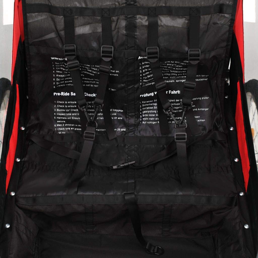 Cochecito y Remolque de Bicicleta para niños 2-en-1 Negro Rojo Remolque Bicicleta niños portaequipajes Bicicleta