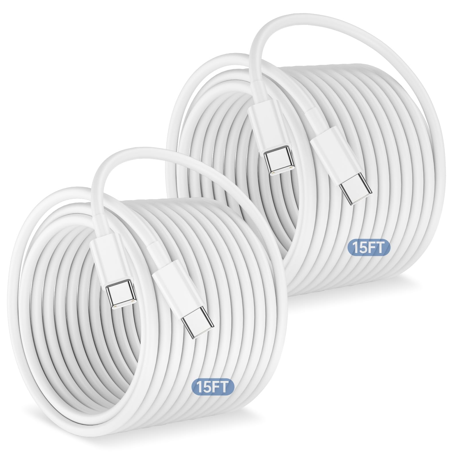 Cabepow Confezione da 2 cavi da USB C a USB C, lungo 60 W da USBC a USBC per ricarica rapida - bianco