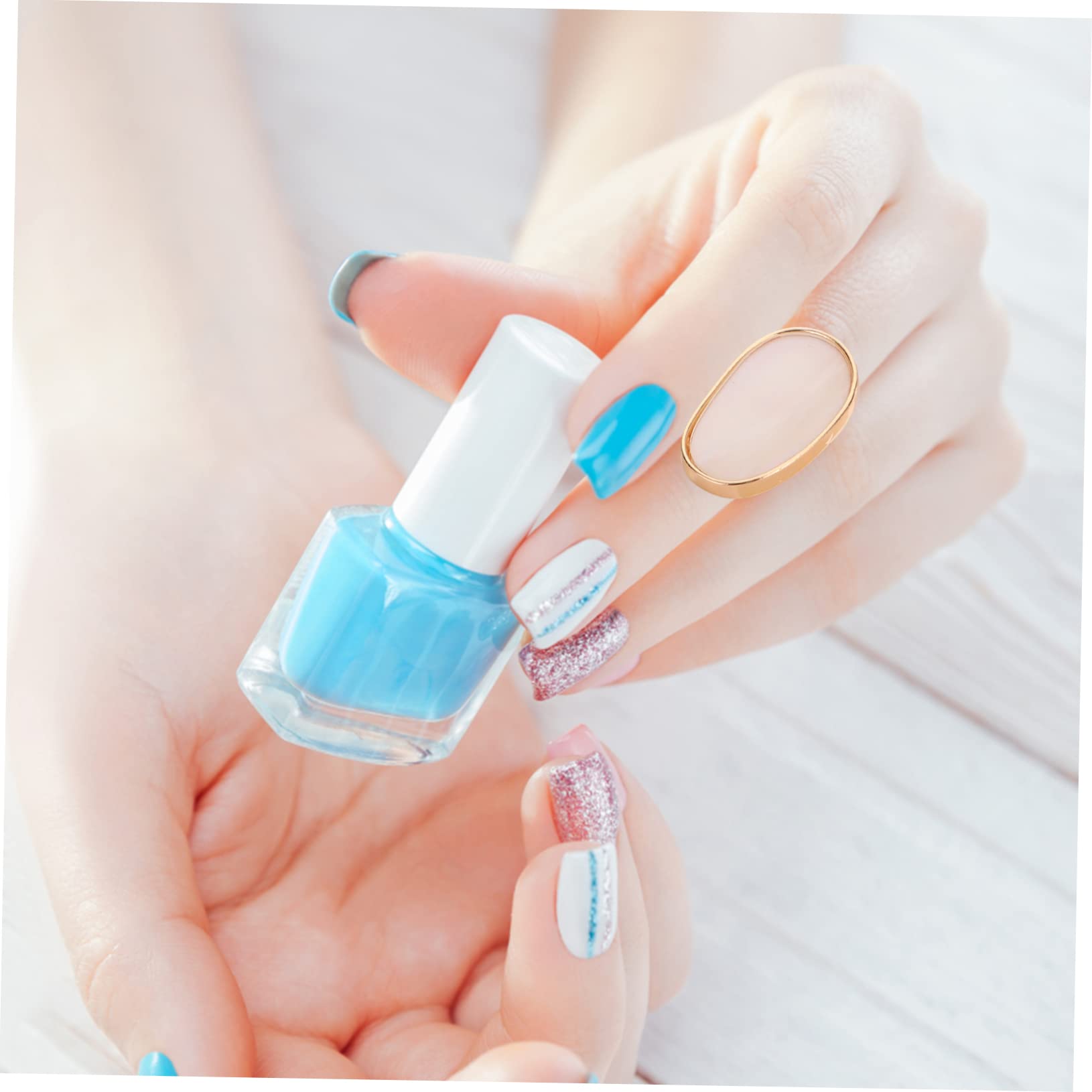 Angoily 18 Piezas Paleta De Anillos Anillo De Resina Anillos De Pegamento para Uñas Bandeja De Arte De Uñas Herramientas De Uñas para Arte De Uñas Mini Uñas Tablero De Visualización Ágata