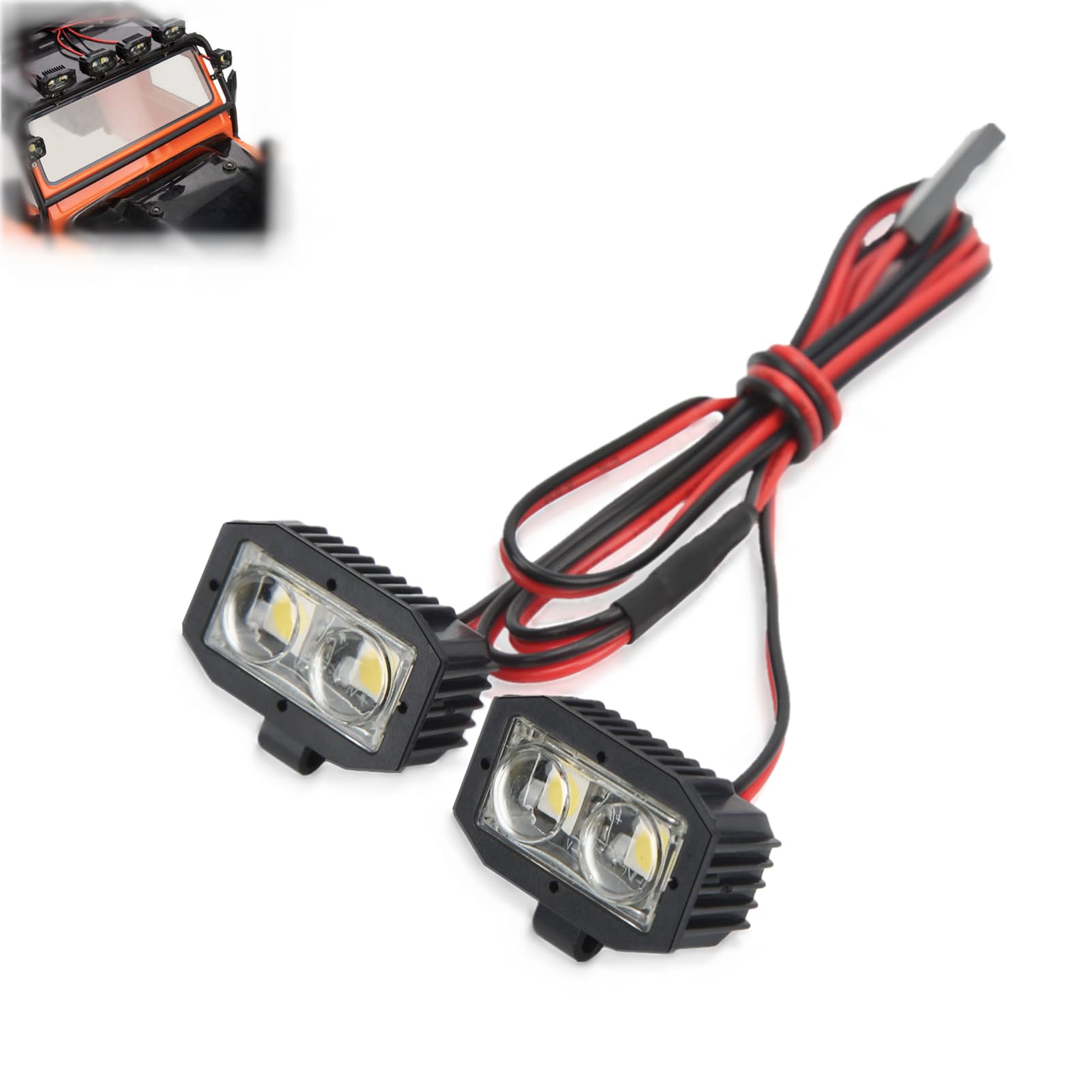 4 LED White RC Headlight, 2.54JR Connector Removable Bracket Lighting Headlights DIY RC Spot Light for 1/10 5 to 7.4V RC Car