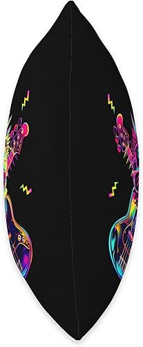 Miniatura 2 de Streetwear Synthwave 80s 90s skull rock music bass guitar Throw Pillow