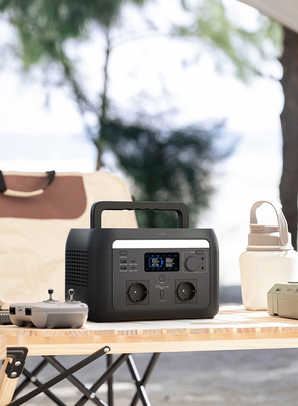 revolt Powerpack: Tragbare Powerstation & Solargenerator 512 Wh, USV, App, 600 W (Wechselrichter, Powerstation mit Notstromfunktion, Handy)