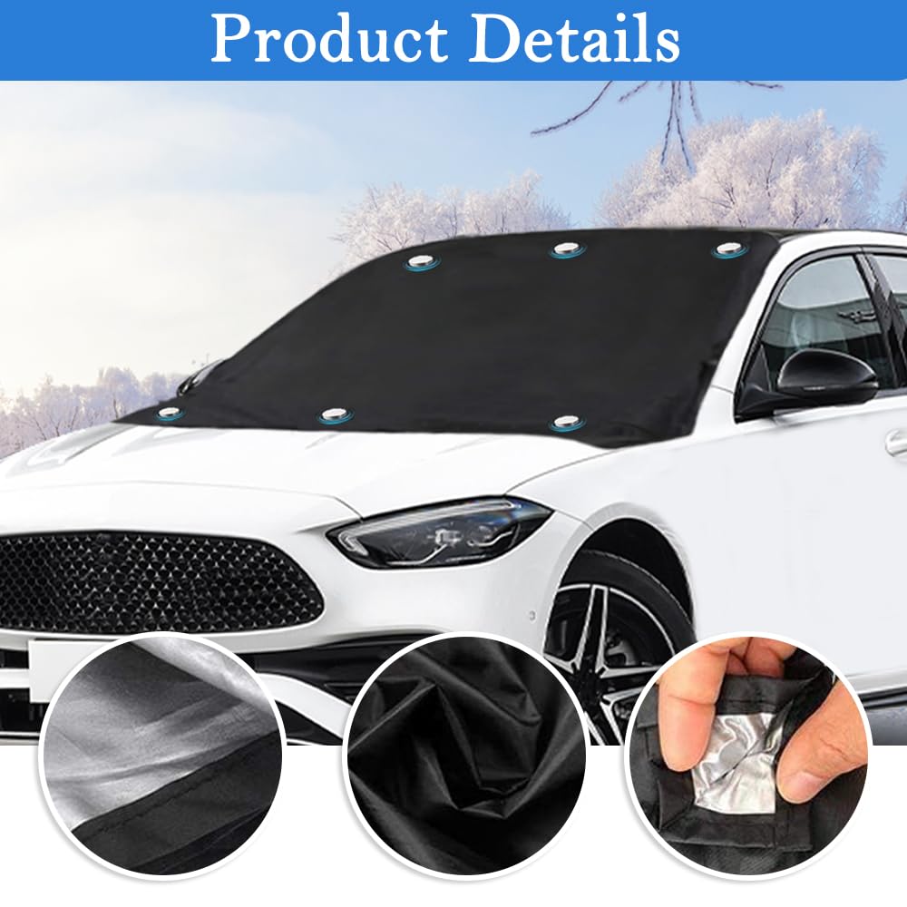 Copri Parabrezza Auto Antigelo con Magnete 206x116cm Protezione Neve Gelo Ghiaccio Anti UV Polvere