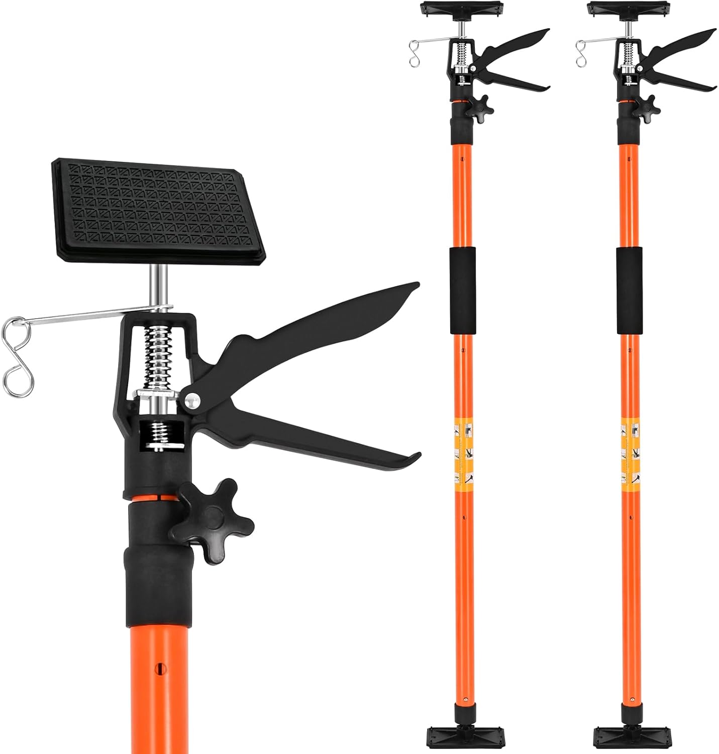 2Pack Adjustable Support Pole, Steel 3rd Hand System - Extends 45 to 114 Inch, Supports Up to 154 lbs - Ideal for Jacks, Cargo Bars, Drywalls & Cabinet Installations