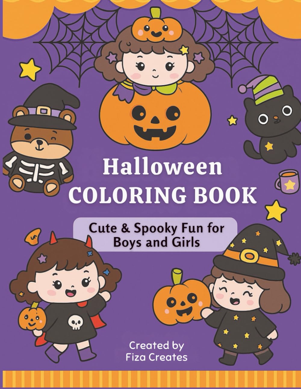 Halloween Coloring Book: Cute & Spooky Fun for Boys and Girls: 28 Adorable Halloween Pages to Color – Pumpkins, Witches, Cats, Ghosts & More