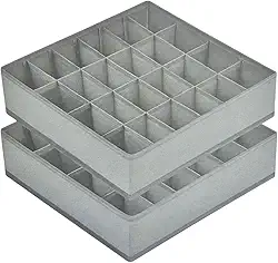 Kit com 2 Colmeias Organizadoras de Gaveta com 24 Divisórias – Organizador de Gaveta em Oxford 420D – Ideal para Calcinhas, Cuecas, Meias e Biquínis – Cinza