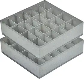Kit com 2 Colmeias Organizadoras de Gaveta com 24 Divisórias – Organizador de Gaveta em Oxford 420D – Ideal para Calcinhas, Cuecas, Meias e Biquínis – Cinza