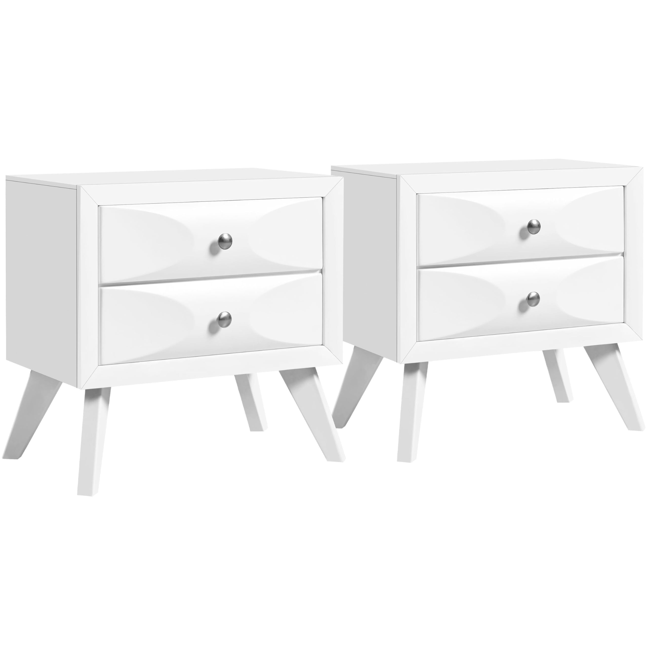 Yaheetech Nightstands Set of 2, Almost Fully-Assembled Nightstands with 2 Drawers and Solid Wood Legs, Large Bedside Tables with Storage, Modern Side