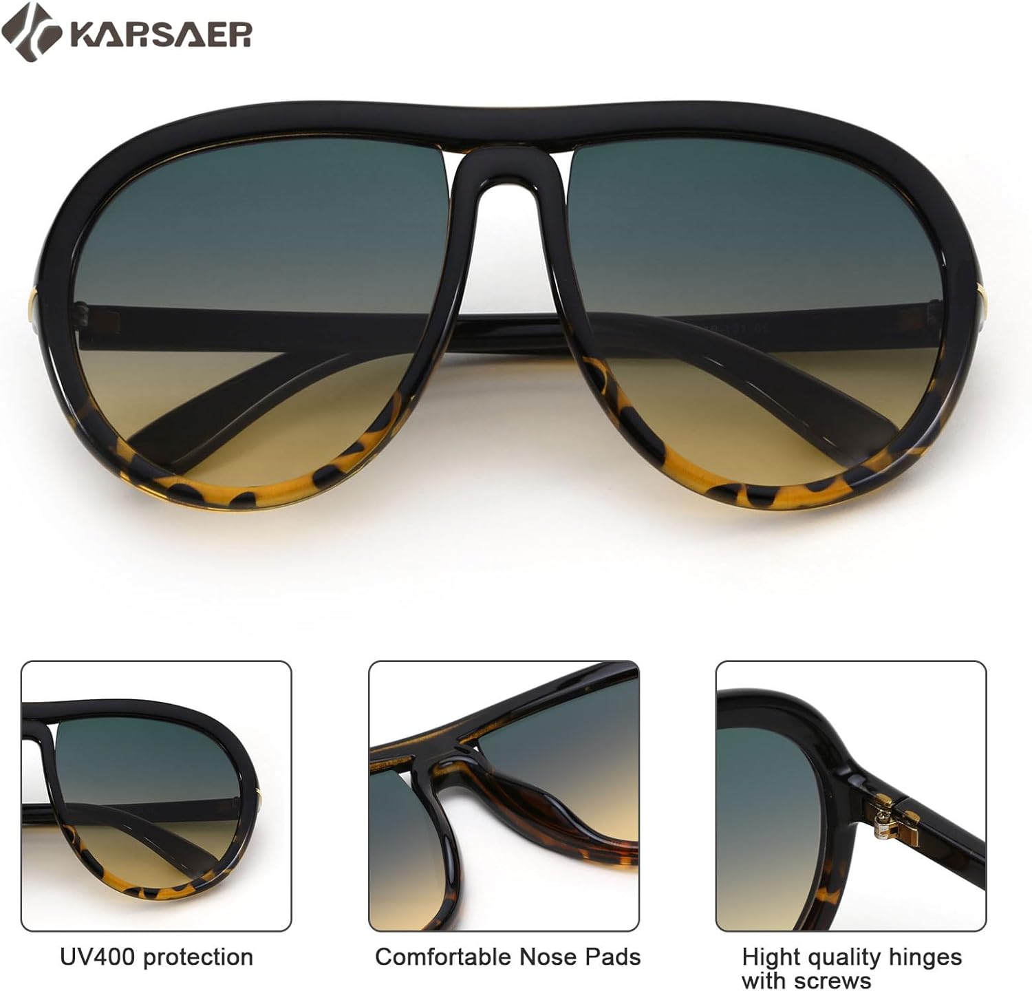 KARSAER Oversized Vintage Aviator Sunglasses for Men Women,Big Retro Round Aviator Sunglasses K7132 - Image 5