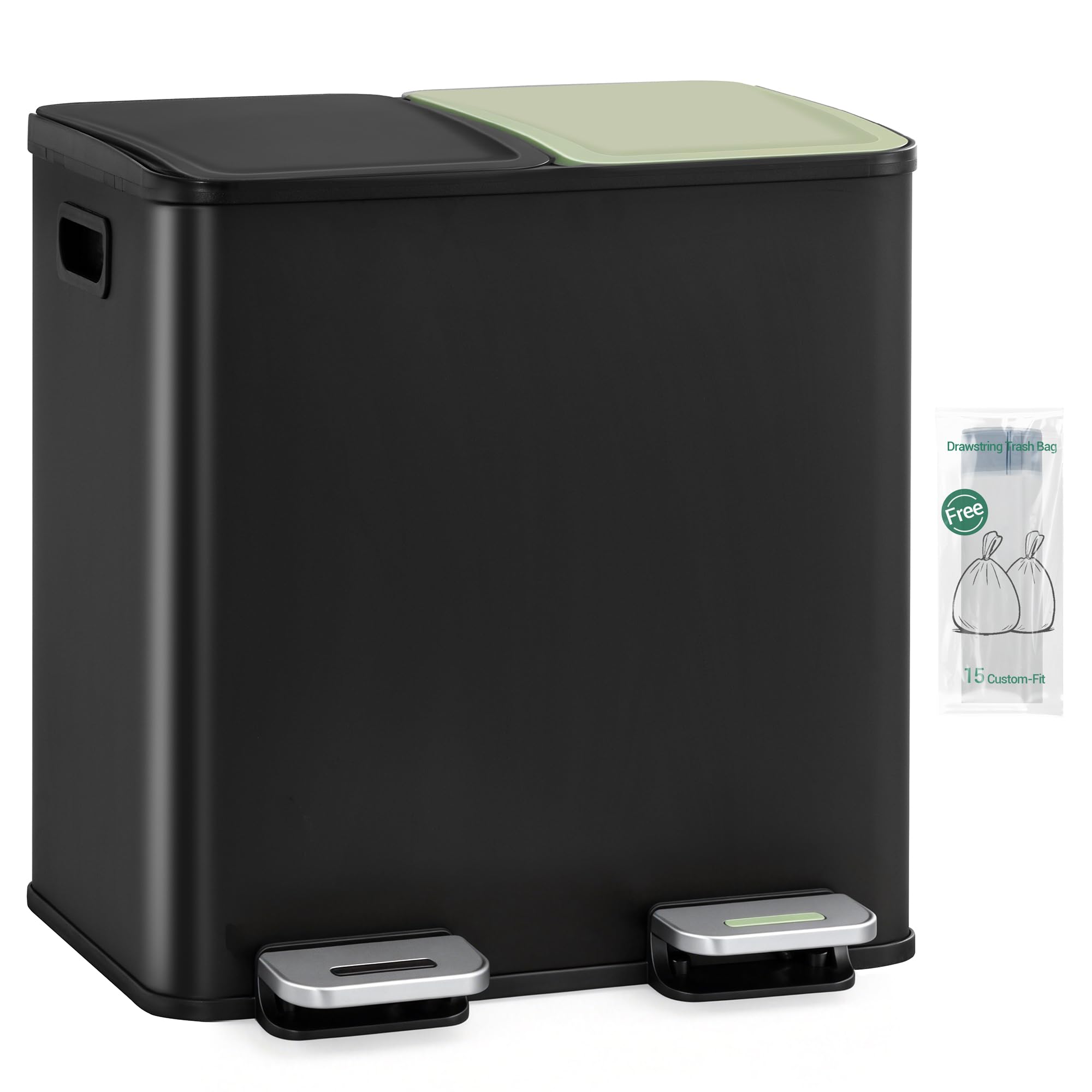 Hzuaneri Kitchen Bin, 30L(2 × 15L) Double Pedal Bin for Recycling and Waste — image 1
