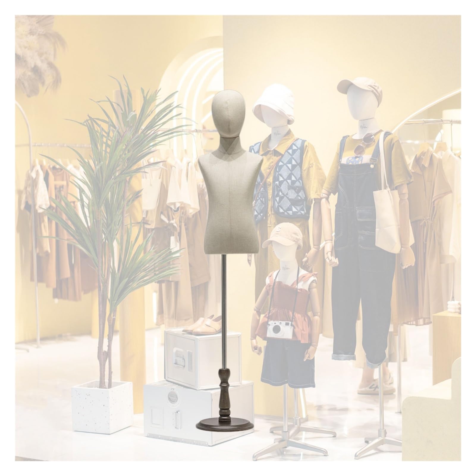 Mannequin pour enfant en bas âge, buste de mannequin ajustable avec tête amovible, corps de mannequin pour enfant en bas âge avec base en bois pour la présentation de vêtements (2-3 ans) (Couleur