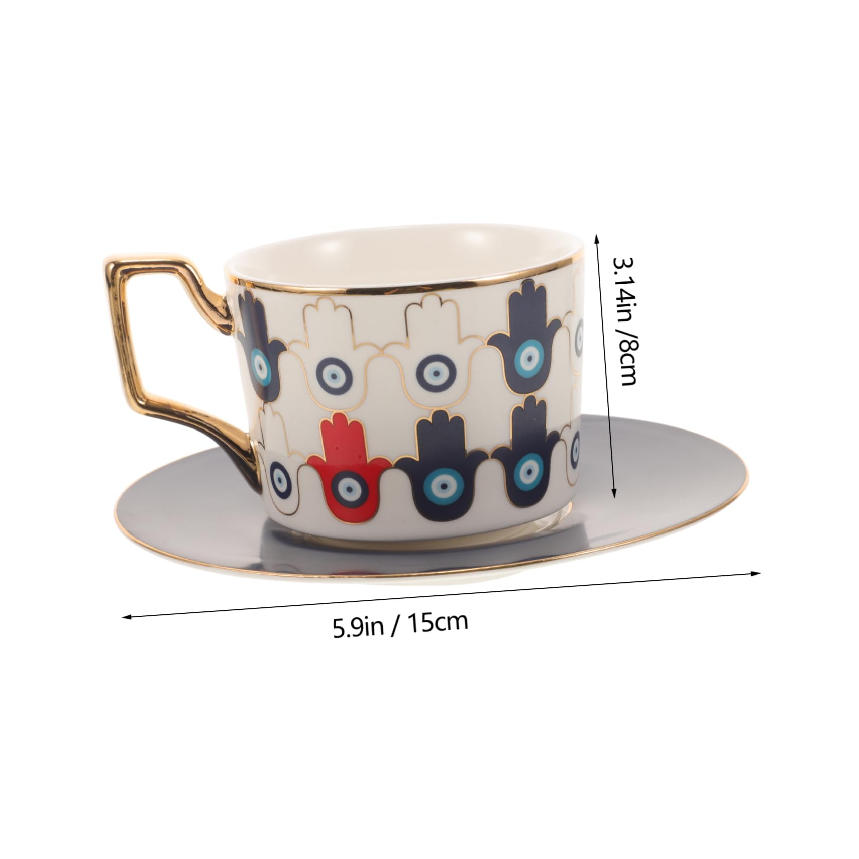 iplusmile 4sets Tazze Ceramica Con Saucer Tazza Evil Eye Per Tè e Caffè Design Minimalista Per Bevande Per Casa e Pomeriggi Di Relax