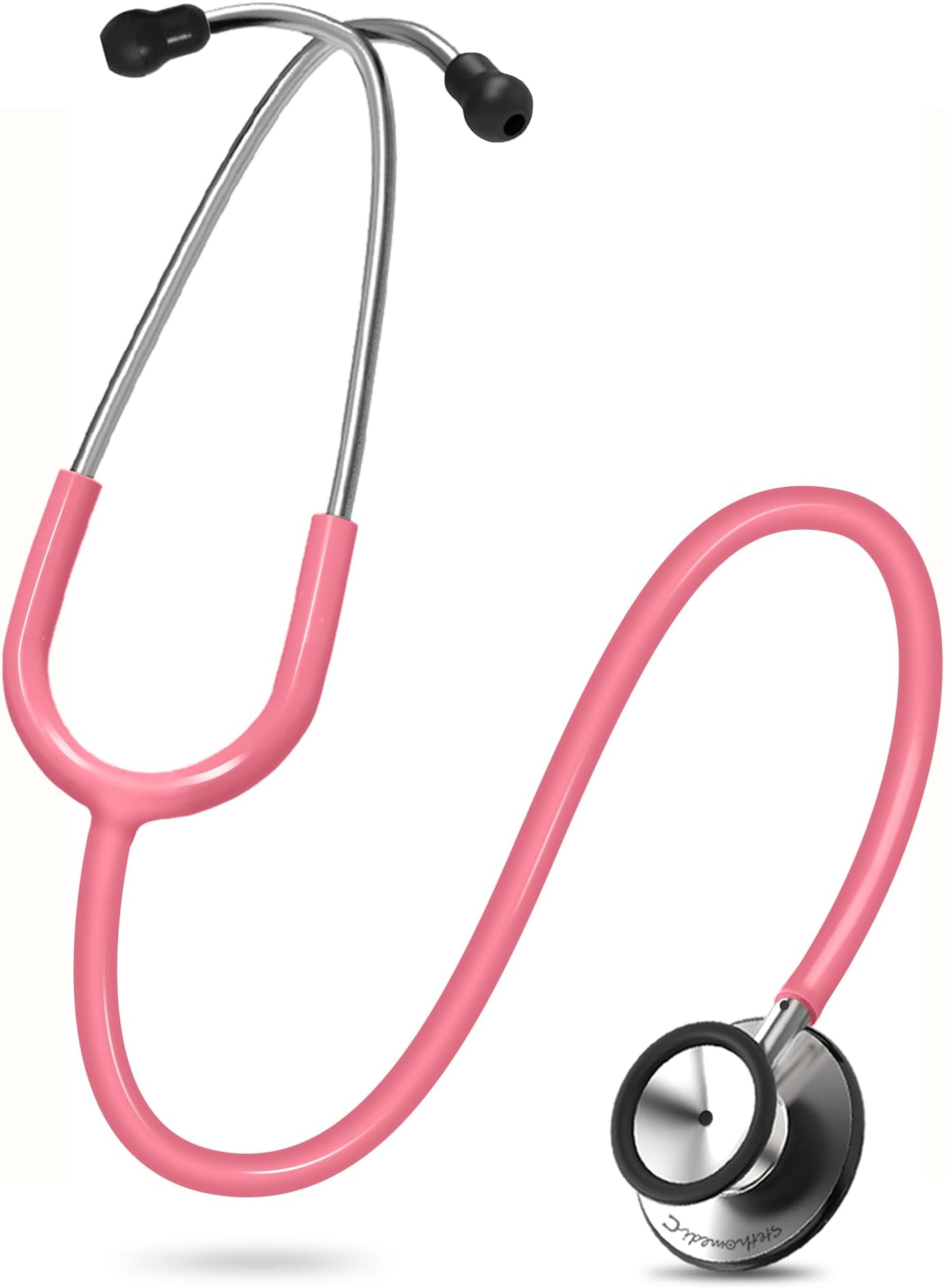 FriCARE Dual Head Stethoscope Pearl Pink for Nurses/Nursing School Students | Paramedics/EMT/LVN/VNA/MA Backup Estetoscopio & Home Health Use, Stainless Steel Chestpiece