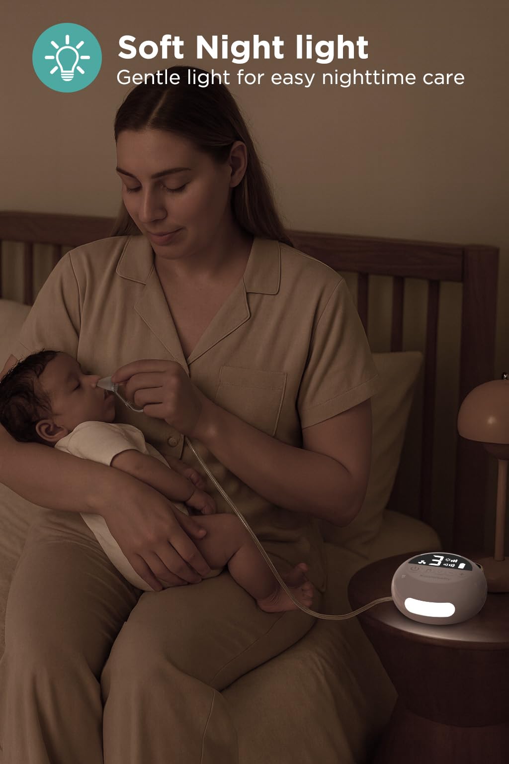 Koalababy Aspirador nasal eléctrico para bebé, succión nasal de grado hospitalario, 9 niveles de succión, ventosa de nariz de bebé, limpiador nasal, luz nocturna y música, puntas de silicona suave