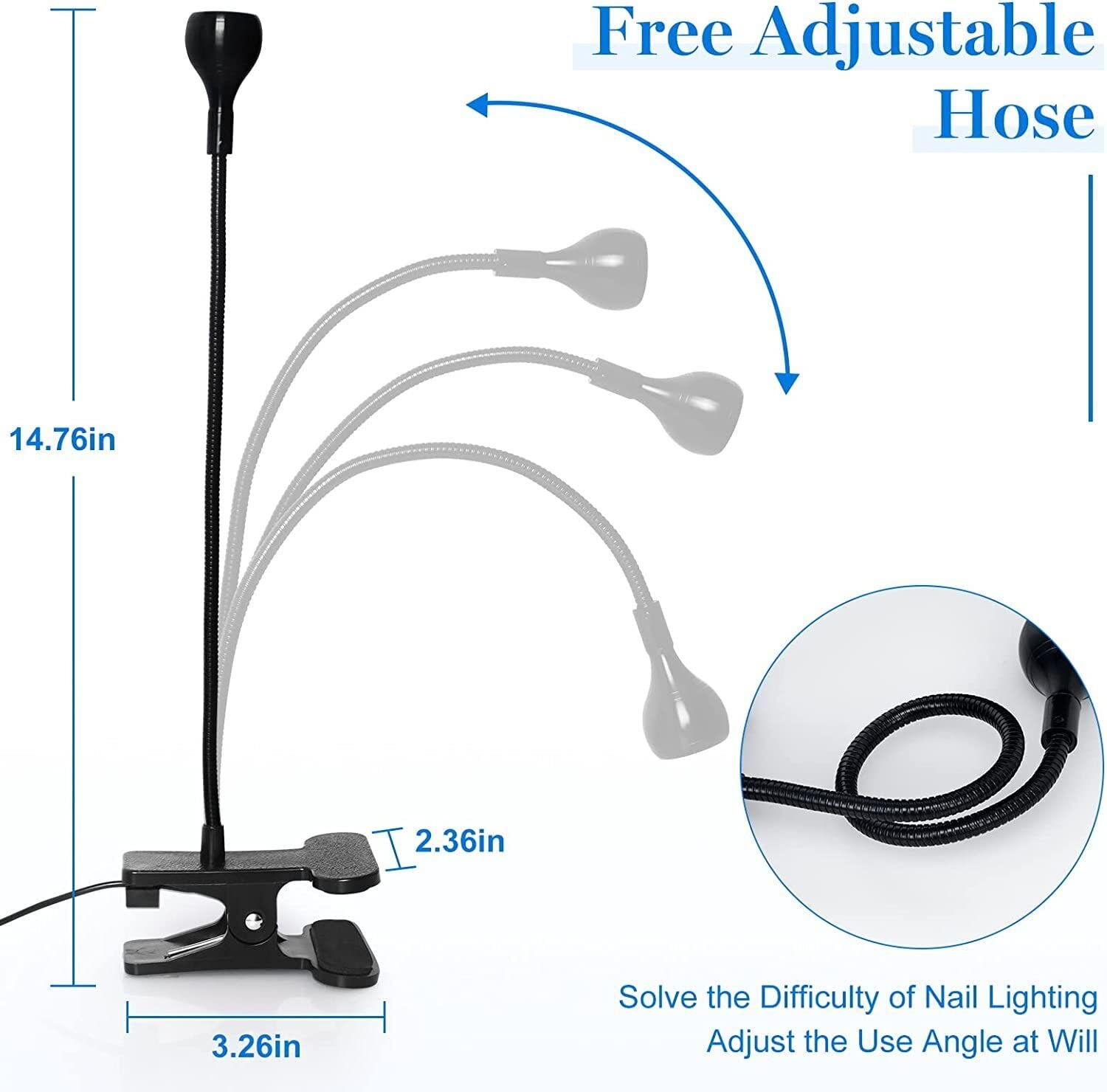 Lampada UV Unghie Gel 3W LED USB Lampada di Essiccazione UV per Gel Resina e Colla UV con Clip e Interruttore,Professionale Lampada Led Unghie Adatto per Manicure Indurimento Resina Nero
