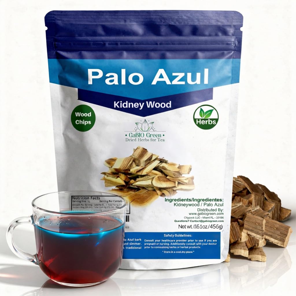 Palo Azul Tea Kidneywood (1 Pound / 16.1oz). (Eysenhardtia polystachya) Carefully Packed in a Light-Block Resealable Pouch. Blue stick for Traditional Mexican Infusion by Gabio Green.